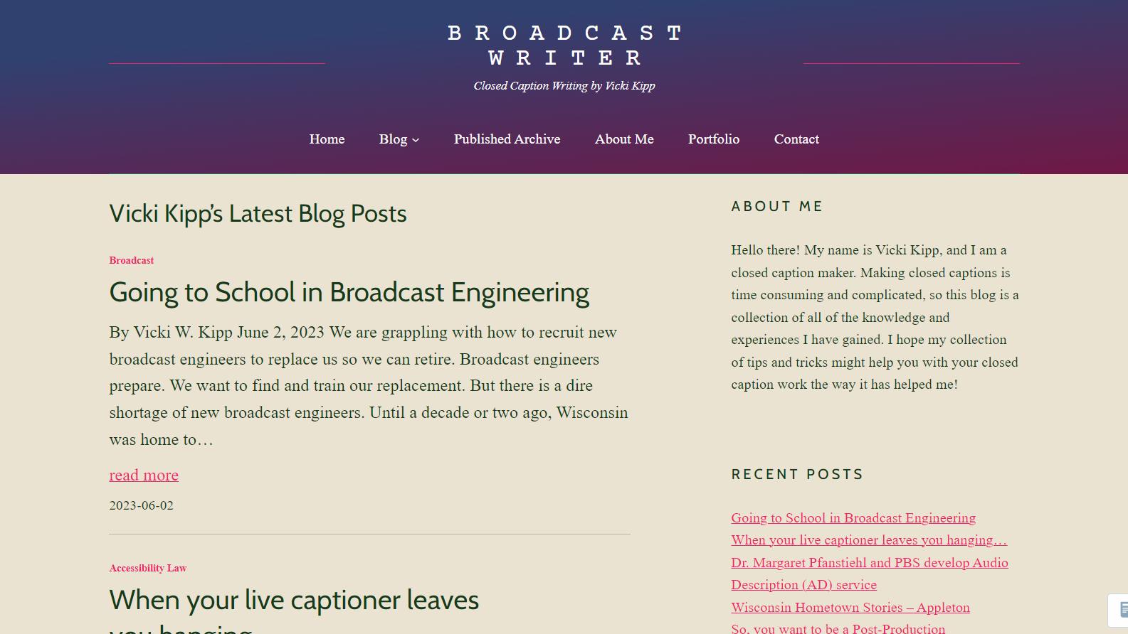 Broadcast Writer Website Project
